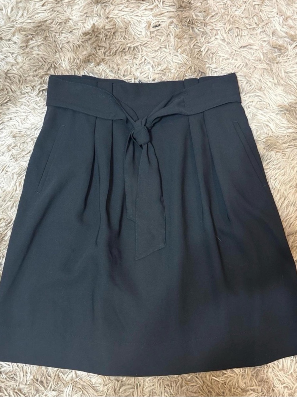 H&M Classic Black Tie-Waist Midi Skirt